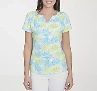 Hearts Of Palm Womens Split Crew Neck Short Sleeve T-Shirt