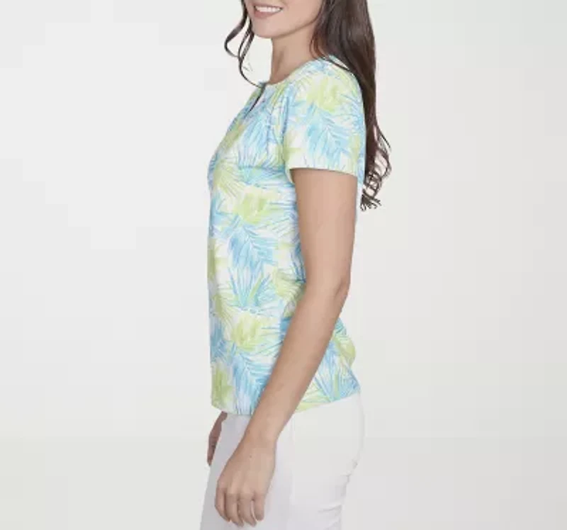 Hearts Of Palm Womens Split Crew Neck Short Sleeve T-Shirt