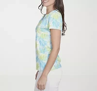Hearts Of Palm Womens Split Crew Neck Short Sleeve T-Shirt