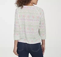 Hearts Of Palm Womens Crew Neck 3/4 Sleeve T-Shirt