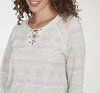 Hearts Of Palm Womens Crew Neck 3/4 Sleeve T-Shirt