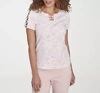 Hearts Of Palm Womens Split Crew Neck Short Sleeve T-Shirt