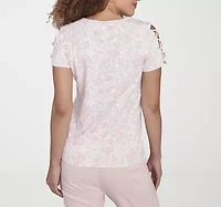 Hearts Of Palm Womens Split Crew Neck Short Sleeve T-Shirt