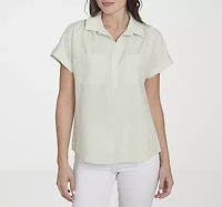 Hearts Of Palm Womens Short Sleeve Blouse