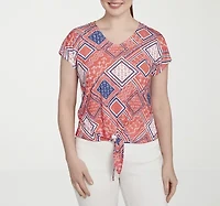 Hearts Of Palm Womens V Neck Short Sleeve T-Shirt