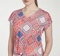 Hearts Of Palm Womens V Neck Short Sleeve T-Shirt