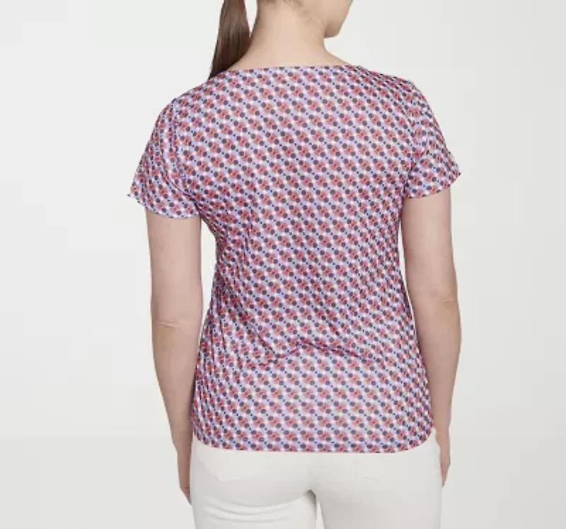 Hearts Of Palm Womens Split Crew Neck Short Sleeve T-Shirt