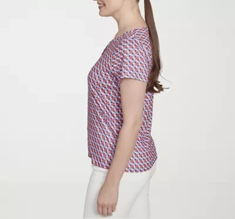 Hearts Of Palm Womens Split Crew Neck Short Sleeve T-Shirt