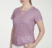 Hearts Of Palm Womens Split Crew Neck Short Sleeve T-Shirt