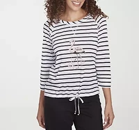 Hearts Of Palm Womens Crew Neck 3/4 Sleeve T-Shirt