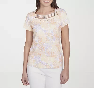 Hearts Of Palm Womens Square Neck Short Sleeve T-Shirt