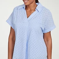 Hearts Of Palm Womens Short Sleeve Blouse