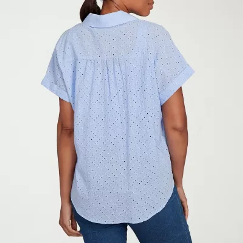 Hearts Of Palm Womens Short Sleeve Blouse