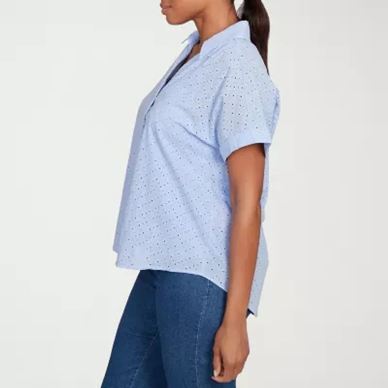 Hearts Of Palm Womens Short Sleeve Blouse