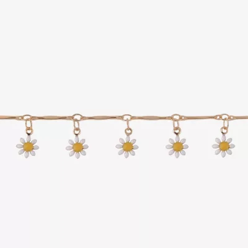 Arizona Daisy Womens 9 Inch Cable Flower Ankle Bracelet