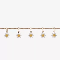 Arizona Daisy Womens 9 Inch Cable Flower Ankle Bracelet