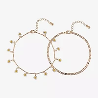 Arizona Daisy Womens 9 Inch Cable Flower Ankle Bracelet
