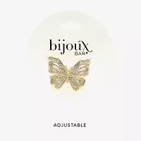 Bijoux Bar Gold Tone Womens Crystal Butterfly Cocktail Ring