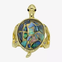 Bijoux Bar Gold Tone Turtle Womens Abalone Cocktail Ring