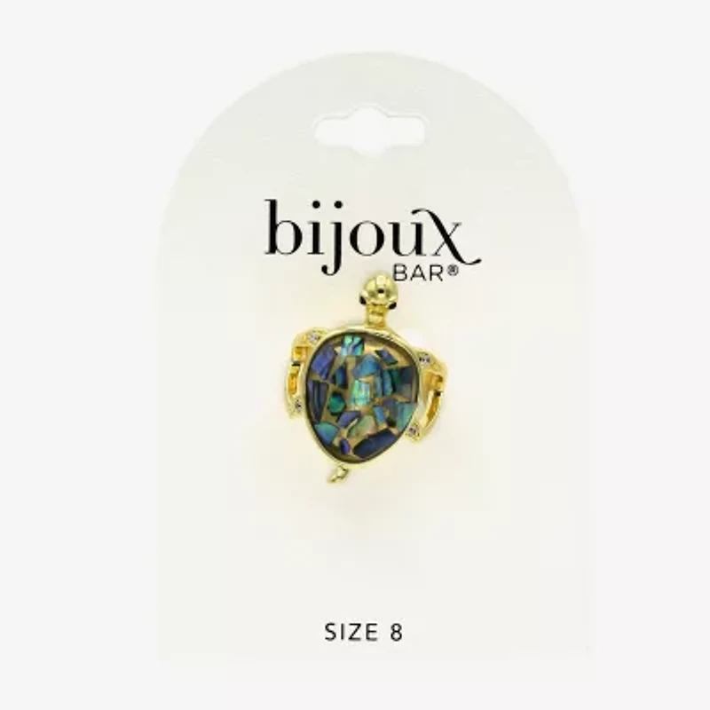Bijoux Bar Gold Tone Turtle Womens Abalone Cocktail Ring
