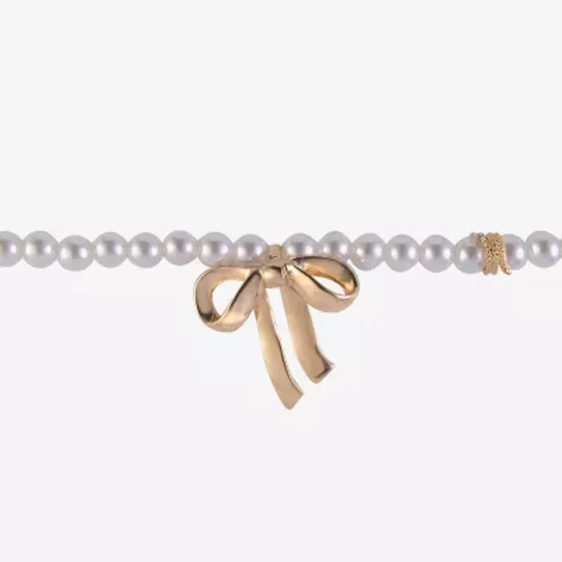 Arizona Womens Simulated Pearl Bow 16 Inch Pendant Necklace