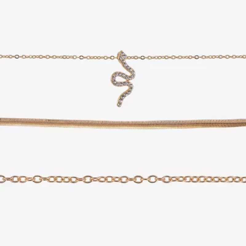 Arizona Gold Tone Snake Womens Glass 3-pc. Necklace Set