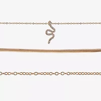 Arizona Gold Tone Snake Womens Glass 3-pc. Necklace Set