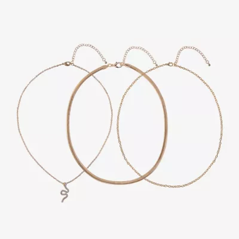 Arizona Gold Tone Snake Womens Glass 3-pc. Necklace Set
