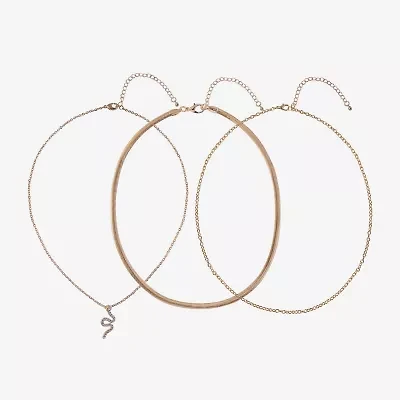 Arizona Gold Tone Snake Womens Glass 3-pc. Necklace Set