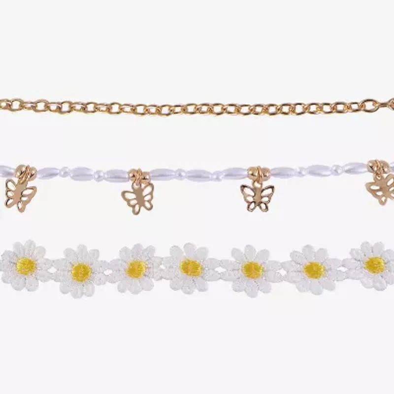 Arizona Gold Tone Daisy Womens Butterfly Flower 12 Inch Choker Necklace