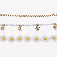 Arizona Gold Tone Daisy Womens Butterfly Flower 12 Inch Choker Necklace