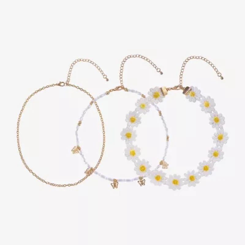 Arizona Gold Tone Daisy Womens Butterfly Flower 12 Inch Choker Necklace