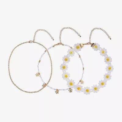 Arizona Gold Tone Daisy Womens Butterfly Flower 12 Inch Choker Necklace