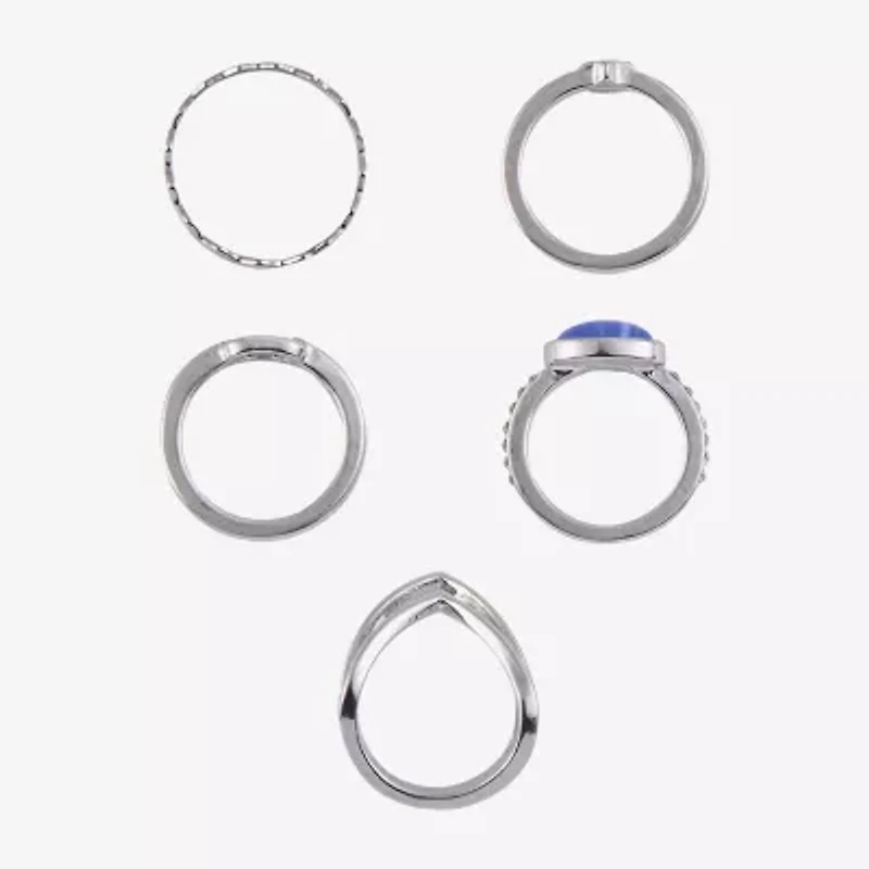 Arizona Silver Tone Womens Star Delicate Ring Set