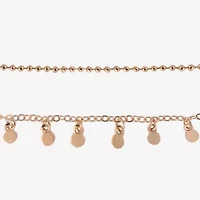 Arizona Gold Tone Womens 9 Inch Paperclip Flower Ankle Bracelet