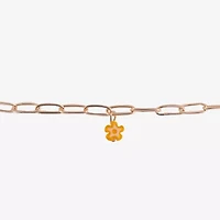 Arizona Gold Tone Womens 9 Inch Paperclip Flower Ankle Bracelet
