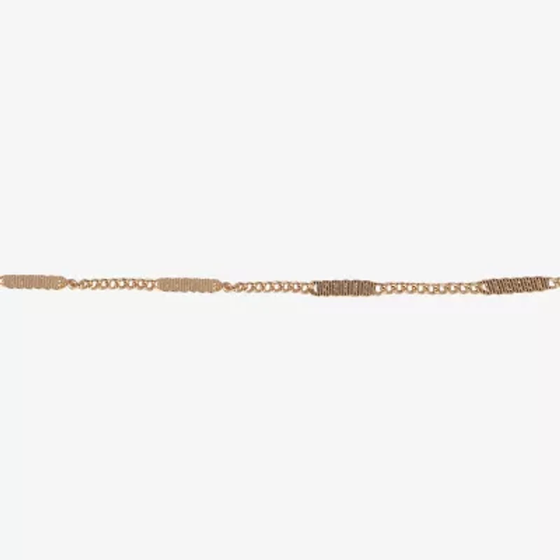 Arizona Gold Tone Chain Womens 9 Inch Curb Ankle Bracelet