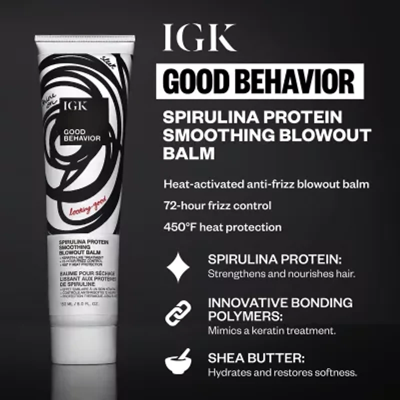 IGK Good Behavior Spirulina Smooth Blowout Styling Product 5 oz.