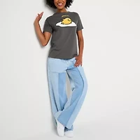 Gudetama Lazy Egg Boyfriend Tee Womens Crew Neck Short Sleeve Regular Fit Juniors Graphic T-Shirt
