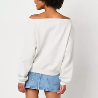 Off Shoulder Gameday Fleece Womens Straight Neck Long Sleeve Juniors Sweatshirt