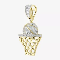 Basketball Mens 1/5 CT. Natural White Diamond 14K Gold Over Silver Pendant
