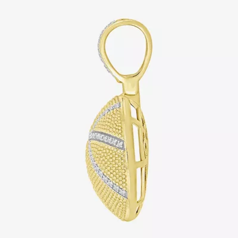 Basketball Mens 1/5 CT. Natural White Diamond 14K Gold Over Silver Pendant