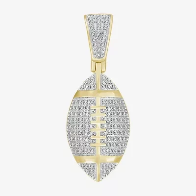 Football Mens 1/4 CT. T.W. Natural White Diamond 14K Gold Over Silver Pendant