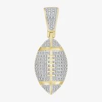 Football Mens 1/4 CT. T.W. Natural White Diamond 14K Gold Over Silver Pendant