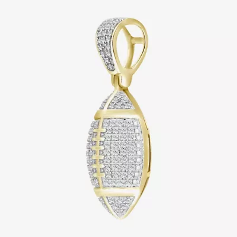 Football Mens 1/4 CT. T.W. Natural White Diamond 14K Gold Over Silver Pendant