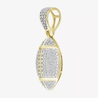 Football Mens 1/4 CT. T.W. Natural White Diamond 14K Gold Over Silver Pendant