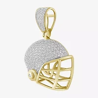 Football Helmet Mens 1/4 CT. T.W. Natural White Diamond 14K Gold Over Silver Pendant