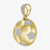 Soccer Ball Mens 1/4 CT. T.W. Natural White Diamond 14K Gold Over Silver Pendant