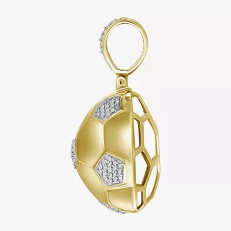Soccer Ball Mens 1/4 CT. T.W. Natural White Diamond 14K Gold Over Silver Pendant
