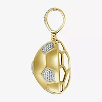 Soccer Ball Mens 1/4 CT. T.W. Natural White Diamond 14K Gold Over Silver Pendant